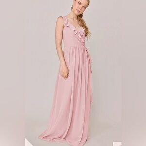 Revelry Pink V-neck Ruffle Gown